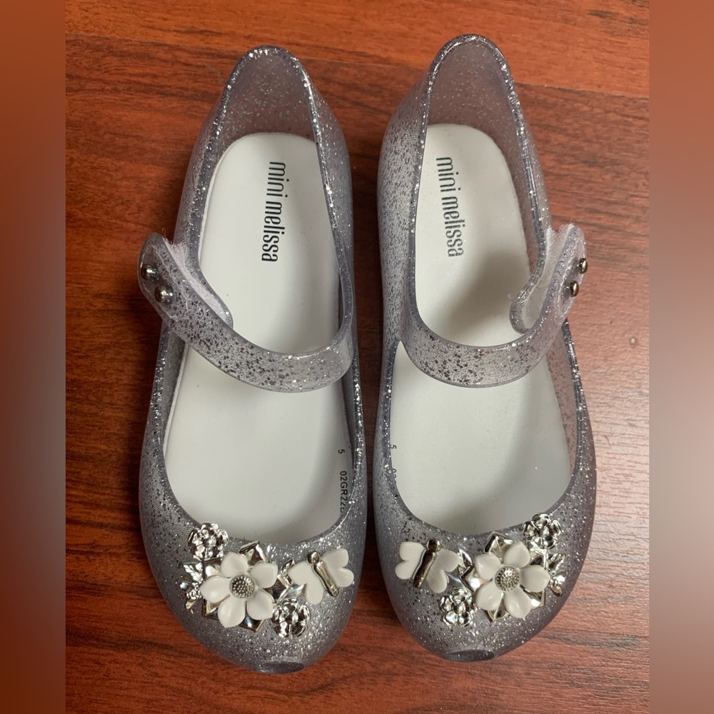 Mini Melissa Clear Jelly Glitter Mary Janes- Little girls Size 10